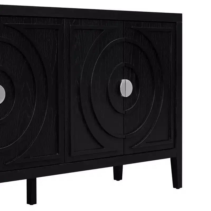 MAYEERTY Buffet Rétro Porte avec Rainure Circulaire Poignée de Porte Ronde en Métal pour Entrée Salle à Manger Noir