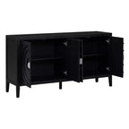 MAYEERTY Buffet Rétro Porte avec Rainure Circulaire Poignée de Porte Ronde en Métal pour Entrée Salle à Manger Noir