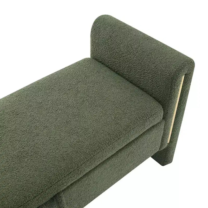 Banc de bout de lit moderne TUYOHW avec accoudoirs et rangement, grand repose-pieds rembourré, banc de fenêtre confortable pour le salon, vert olive