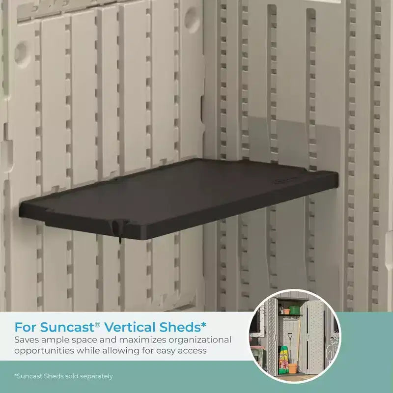 Kit d'étagères verticales Suncast, Étagères peu encombrantes pour structures de rangement extérieur murales, 27,75 L x 14,5 P x 1,25 H, Noir