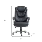 HomeRoots Lot de deux chaises de bureau exécutives pivotantes à roulettes, réglables en hauteur, noires et argentées