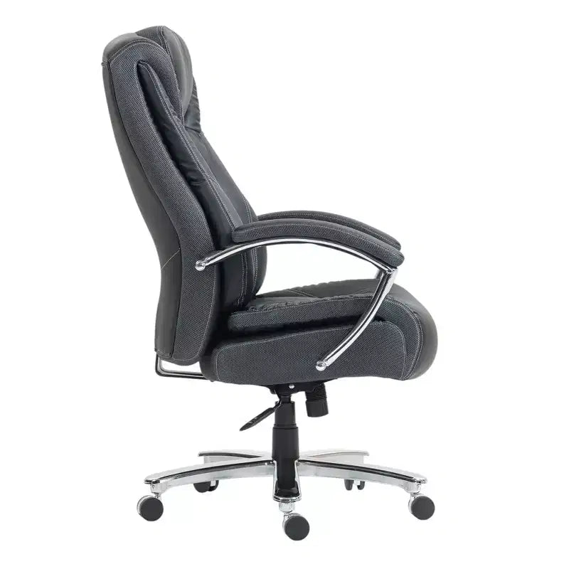 HomeRoots Lot de deux chaises de bureau exécutives pivotantes à roulettes, réglables en hauteur, noires et argentées
