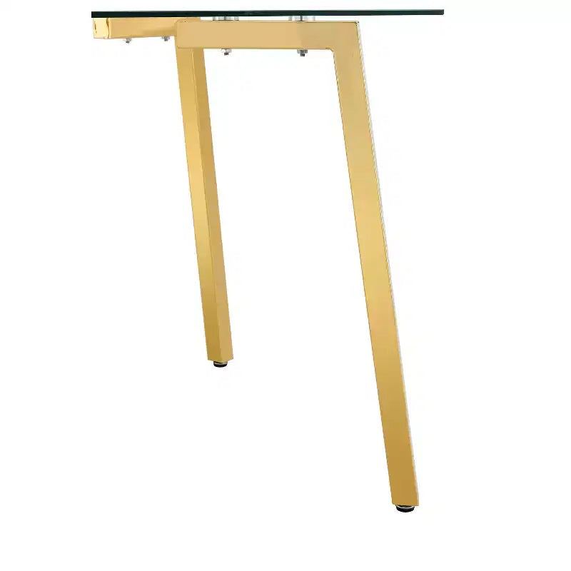 Okak Table de salle à manger moderne rectangulaire en verre pour cuisine, salon, salle à manger