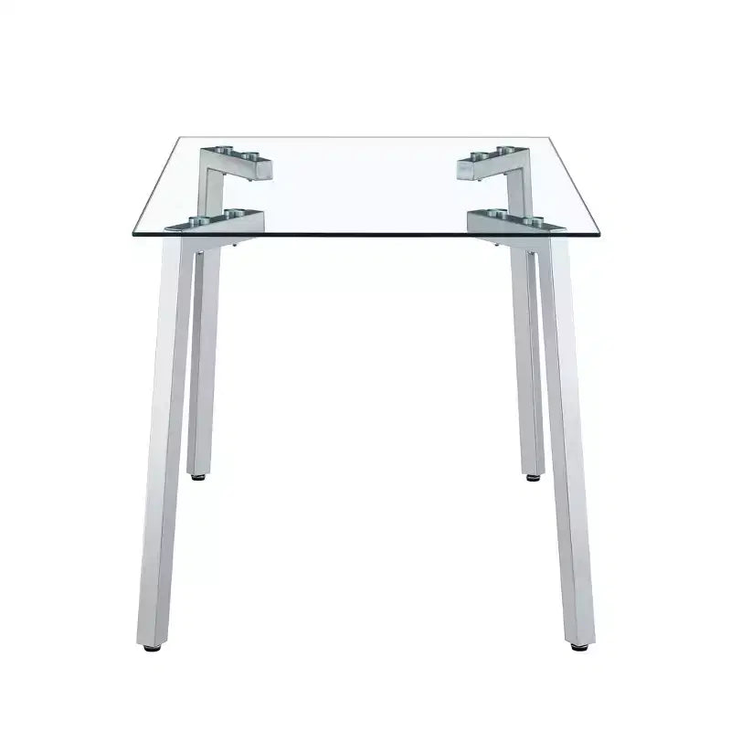 Okak Table de salle à manger moderne rectangulaire en verre pour cuisine, salon, salle à manger
