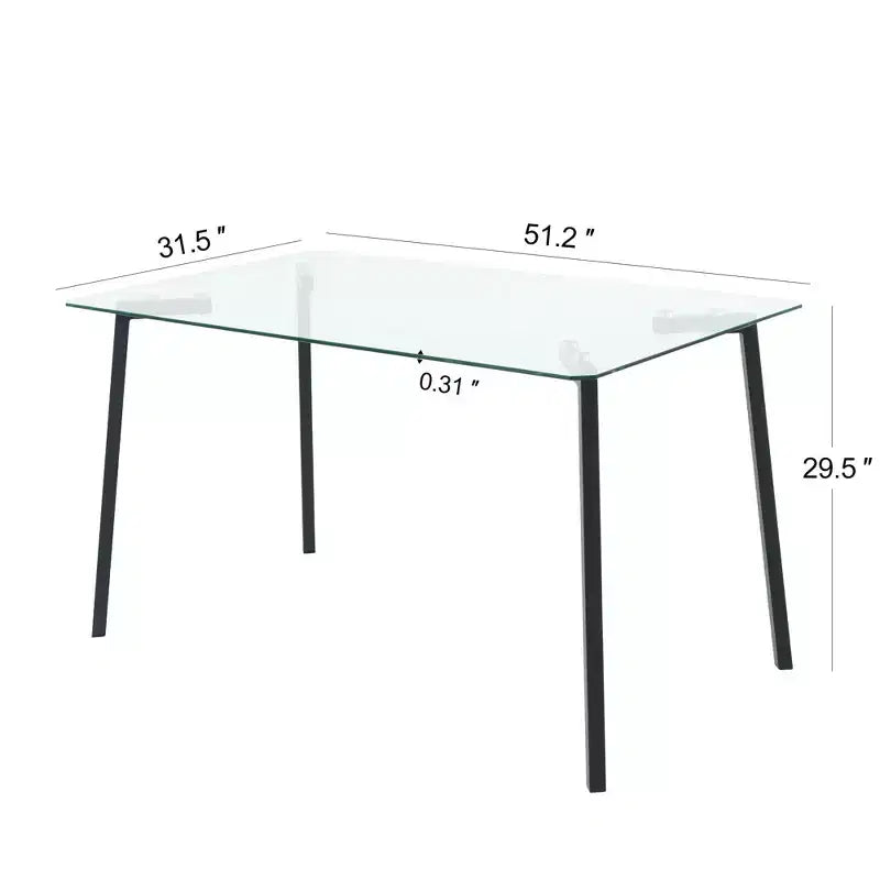 Okak Table de salle à manger moderne rectangulaire en verre pour cuisine, salon, salle à manger