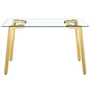 Okak Table de salle à manger moderne rectangulaire en verre pour cuisine, salon, salle à manger