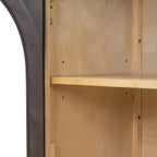 MAYEERTY Bahut de rangement 4 portes avec portes vitrées et étagères réglables pour salon ou cuisine, couleur expresso