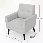 GDFStudio Teche Fauteuil club capitonné en tissu, style Mid-Century Modern, avec pieds évasés