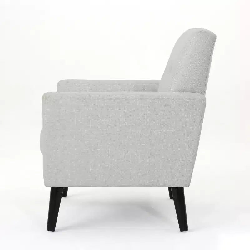 GDFStudio Teche Fauteuil club capitonné en tissu, style Mid-Century Modern, avec pieds évasés