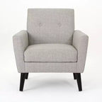 GDFStudio Teche Fauteuil club capitonné en tissu, style Mid-Century Modern, avec pieds évasés