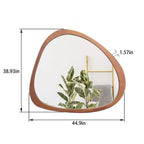 Miroir Asymétrique en Bois Massif 45 Pouces, Miroir Mural avec Cadre en Bois, Grand Miroir de Chambre/Coiffeuse