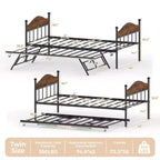Lit de repos double en métal GustoWave avec lit gigogne pliant, lit de repos peu encombrant