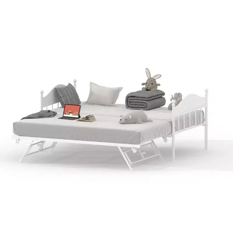 Lit de repos double en métal GustoWave avec lit gigogne pliant, lit de repos peu encombrant