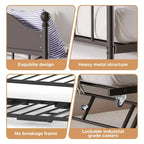 Lit de repos double en métal GustoWave avec lit gigogne pliant, lit de repos peu encombrant