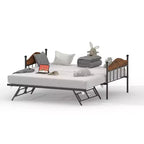 Lit de repos double en métal GustoWave avec lit gigogne pliant, lit de repos peu encombrant