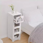 Slim Freestanding Bathroom Cabinet - Small Storage Organizer with Drawers, 11.8 x 11.8 x 33.1 Inches