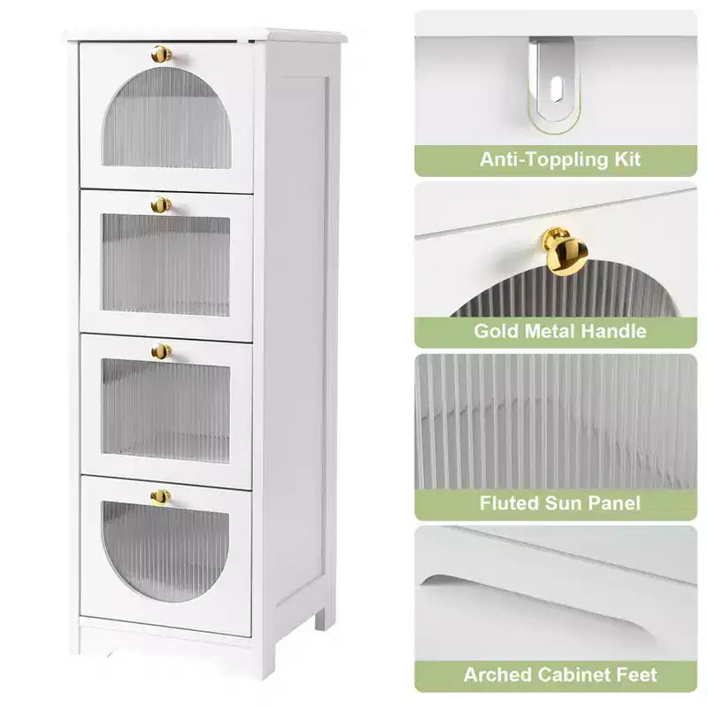 Meuble de Salle de Bain Fin sur Pied - Petit Organisateur de Rangement avec Tiroirs, 30 x 30 x 84 cm