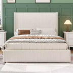 Upholstered Platform Bed Frame with Storage Drawers, Corduroy Wingback with Tufted Headboard and Footboard, No Box Spring Needed
