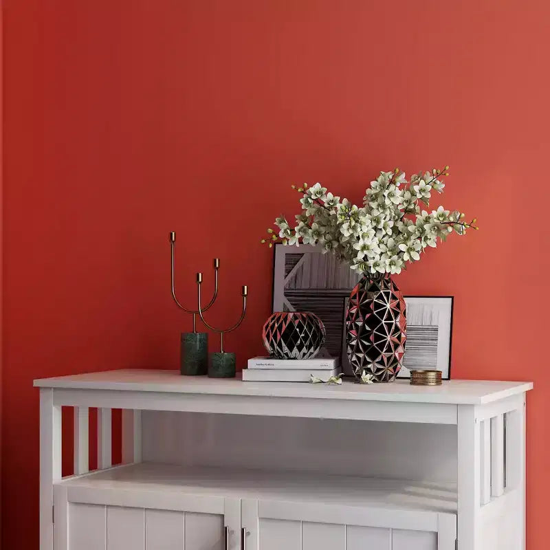 Buffet de cuisine Okak avec rangement, enfilade de cuisine avec 1 étagère ouverte et 1 étagère réglable, table console d'appoint pour salon/salle à manger