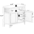 Buffet de cuisine Okak avec rangement, enfilade de cuisine avec 1 étagère ouverte et 1 étagère réglable, table console d'appoint pour salon/salle à manger