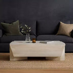 Table Basse Royal Hampton | 45 Table Rectangulaire en Bois de Mangue Faite à la Main | Base Solide Asymétrique