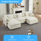 Canapé modulable en U Mjkone 113'', canapé nuage à 5 places avec 2 poufs, canapé-lit moderne en chenille avec assise profonde