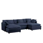 Canapé modulable en U Mjkone 113'', canapé nuage à 5 places avec 2 poufs, canapé-lit moderne en chenille avec assise profonde