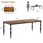 Table de salle à manger rectangulaire Senfot de 180 cm pour 8 personnes, table de cuisine rustique de style ferme avec grand plateau, longue table de salle à manger en bois avec pieds robustes