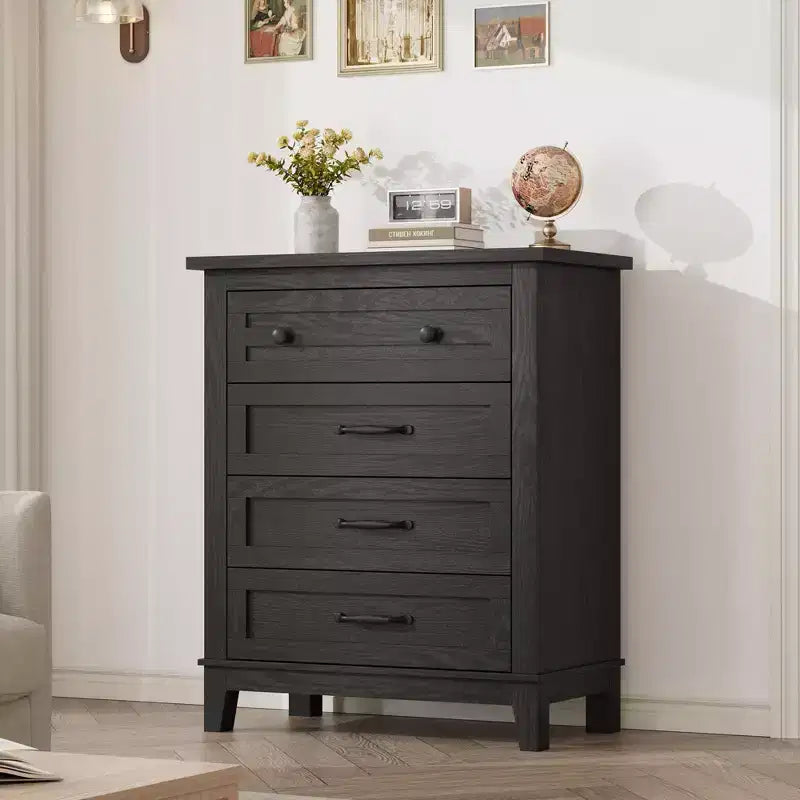 GustoWave 4 Dresser for Bedroom, 34.8 Tall Vertical Drawer Dresser with Large Storage, Freestanding Wooden Closet Chest for Bedroom, Living Room