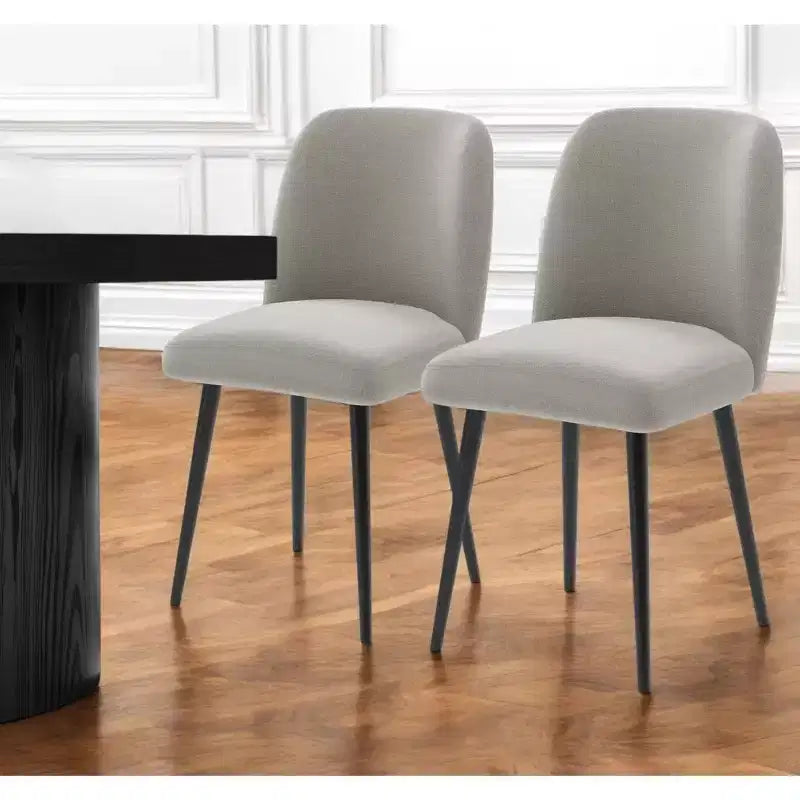 HomeRoots – Ensemble de deux chaises de salle à manger latérales en tissu rembourré gris et noir