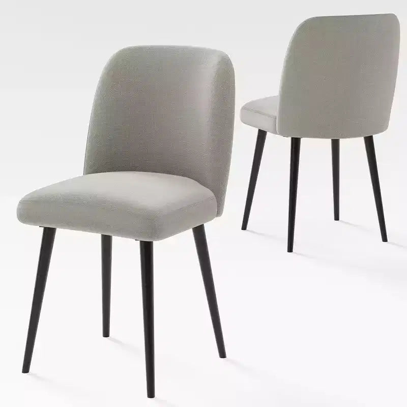 HomeRoots – Ensemble de deux chaises de salle à manger latérales en tissu rembourré gris et noir