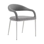 HomeRoots Set of Two Gray And Silver Upholstered Polyester Open Back Dining Arm Chairs