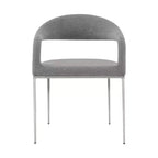 Lot de deux chaises de salle à manger HomeRoots, dossier ouvert, en polyester rembourré gris et argenté