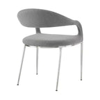 Lot de deux chaises de salle à manger HomeRoots, dossier ouvert, en polyester rembourré gris et argenté