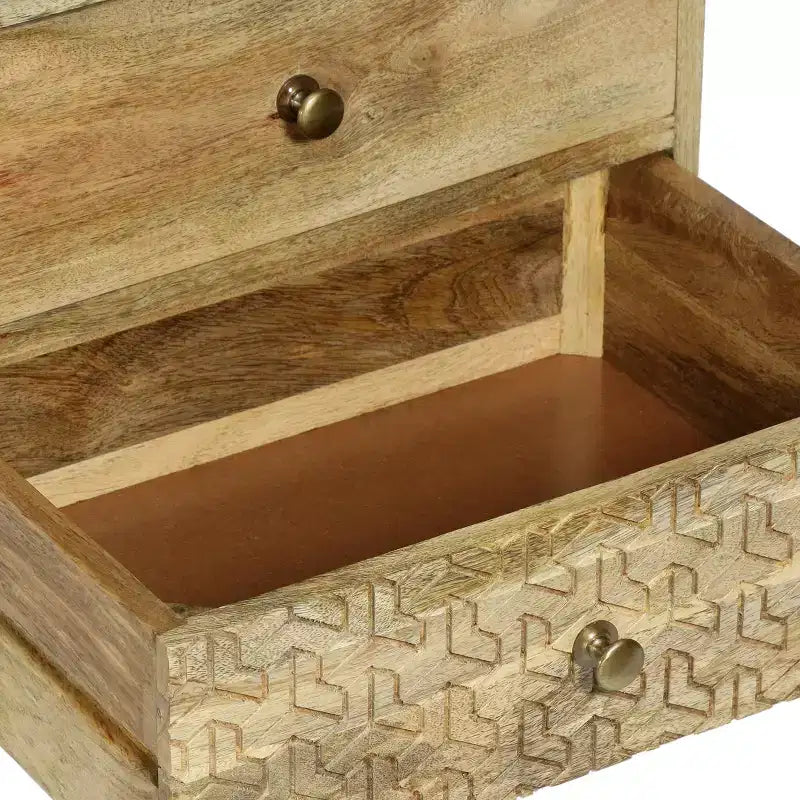 GDFStudio Stowe Chevet bohème fait main en bois de manguier à 3 tiroirs