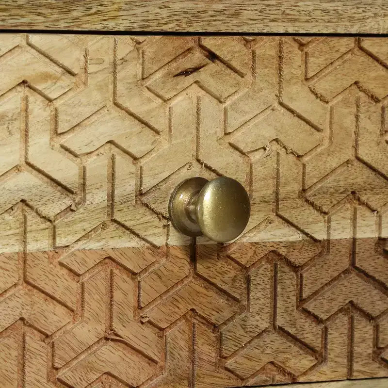 GDFStudio Stowe Chevet bohème fait main en bois de manguier à 3 tiroirs