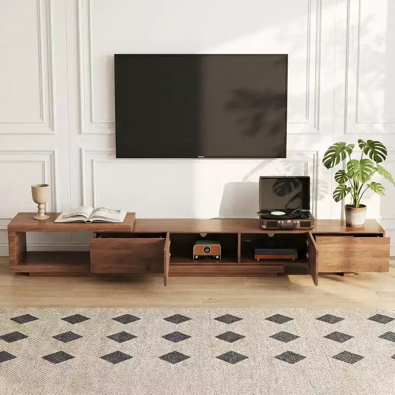 78,54 Meuble TV extensible en noyer moderne pour téléviseurs jusqu'à 100 Gaoyangjiaju
