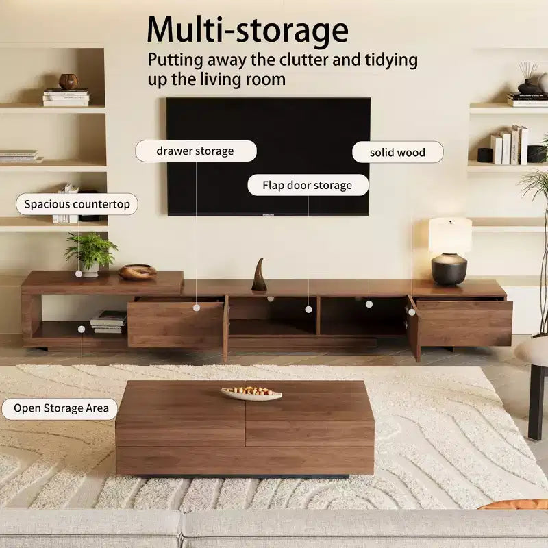 78,54 Meuble TV extensible en noyer moderne pour téléviseurs jusqu'à 100 Gaoyangjiaju