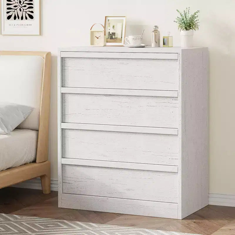 GustoWave 4 Drawer Dresser for Bedroom, White Nightstand 4 Chest of Drawers with Large Storage, Small Dresser Organizer Bedside Table for Entryway