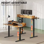 GALAXHERO Bureau électrique debout élargi de 55,24 pouces, poste de travail assis-debout réglable en hauteur avec 2 tiroirs, pour bureau à domicile