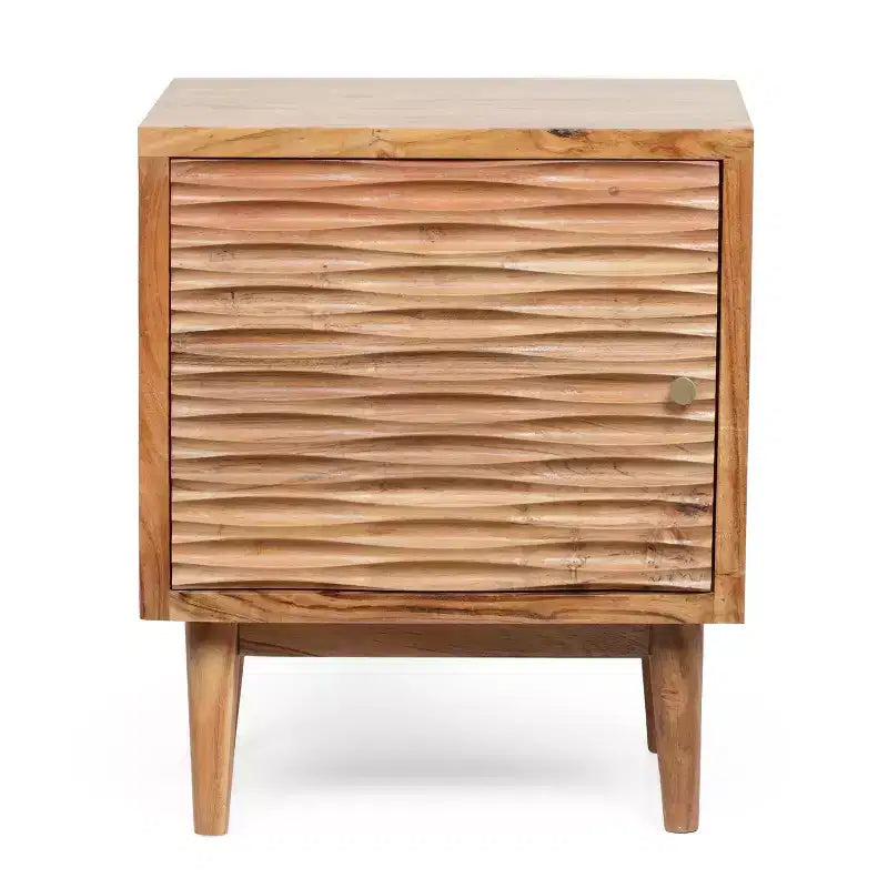 Table de chevet bohème faite main en bois d'acacia Luttrell de GDFStudio
