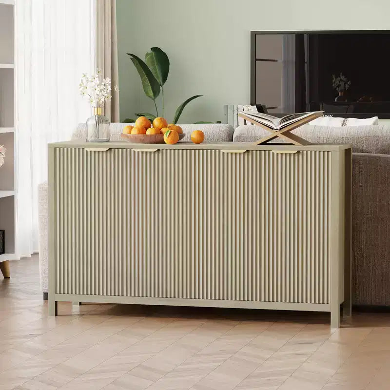 CuisinSmart 55 Buffet cannelé avec rangement, grand buffet avec 4 portes et étagères réglables, table console de buffet de cuisine
