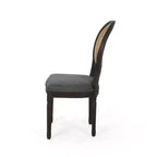 Chaises de salle à manger GDFStudio Towner en bois et cannage avec revêtement en tissu au style champêtre français (Lot de 2)