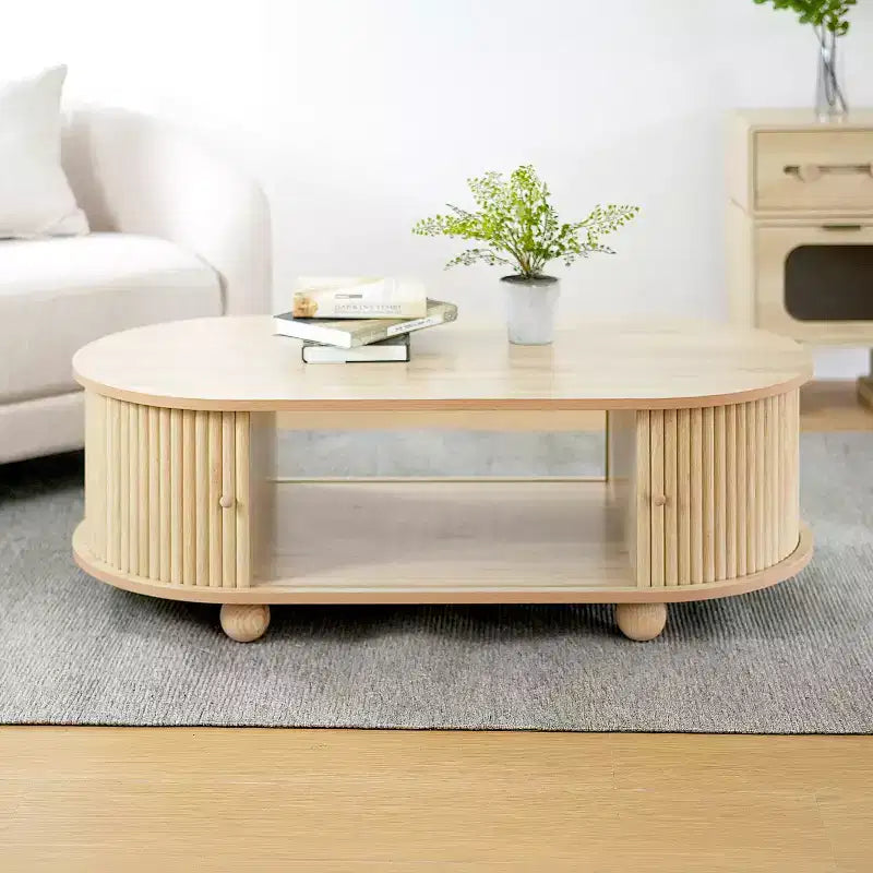 Table basse ovale avec porte accordéon - ModernLuxe