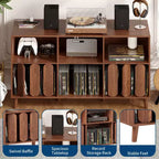Meuble de rangement pour tourne-disque, meuble de rangement pour disques vinyles, meuble moderne pour platine vinyle avec pieds en bois, table de platine vinyle pour chambre à coucher, salon, bureau