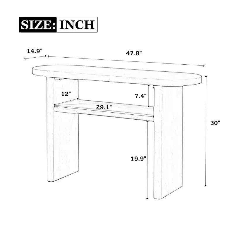 MAYEERTY Table console élégante et minimaliste avec bords arrondis et étagère robuste pour salon, couleur expresso