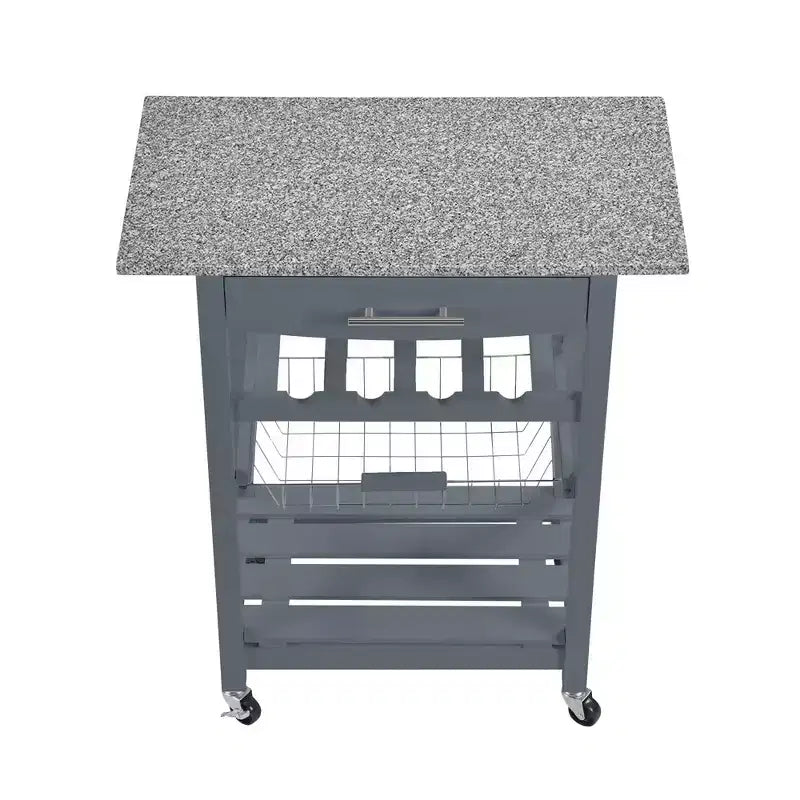 30Mobile Îlot de Cuisine Roulant Chariot de Service avec Tiroir Inférieur et Panier de Rangement Coulissant en Fil de Fer