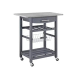 30Mobile Îlot de Cuisine Roulant Chariot de Service avec Tiroir Inférieur et Panier de Rangement Coulissant en Fil de Fer