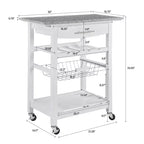 30Mobile Îlot de Cuisine Roulant Chariot de Service avec Tiroir Inférieur et Panier de Rangement Coulissant en Fil de Fer
