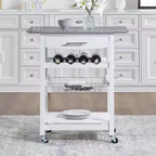 30Mobile Îlot de Cuisine Roulant Chariot de Service avec Tiroir Inférieur et Panier de Rangement Coulissant en Fil de Fer